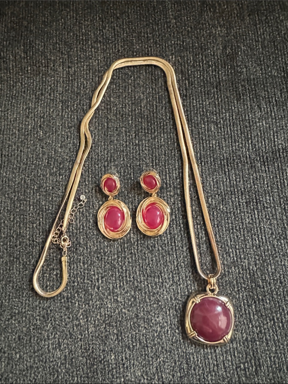 A New Day Target Necklace and Earring Gold Burgundy set